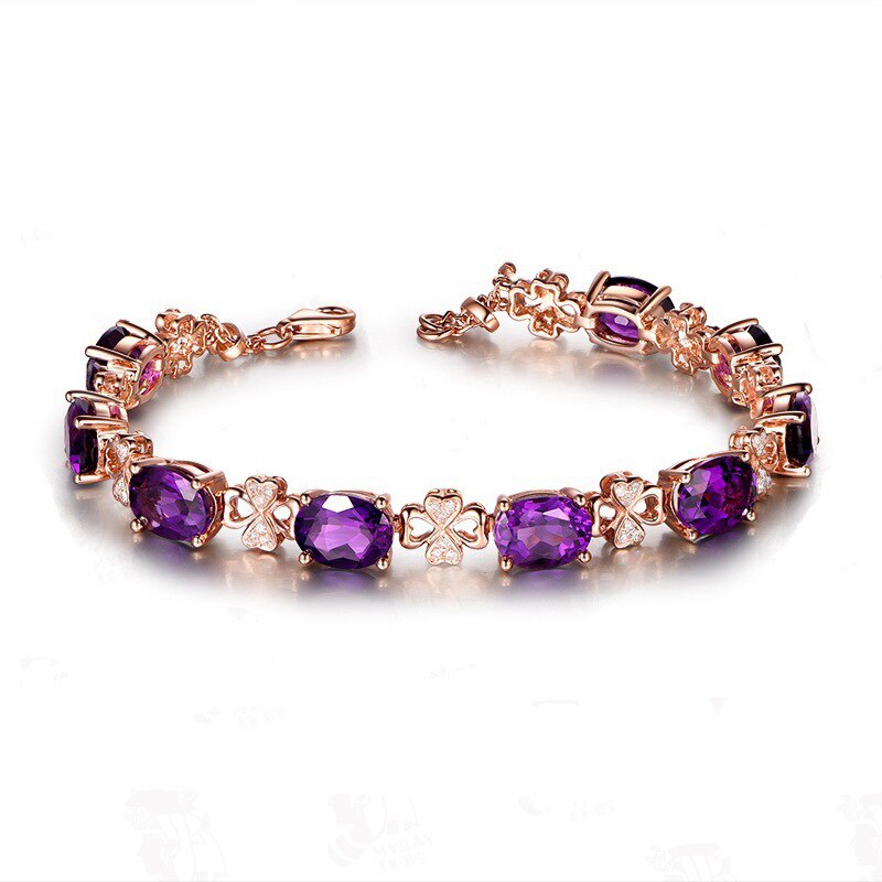 silber Amethyst Schmuck-einstellen Fein Armbinde Ring Lila Diamant Clip Ohrringe Elegante Halskette Für Frauen Partei