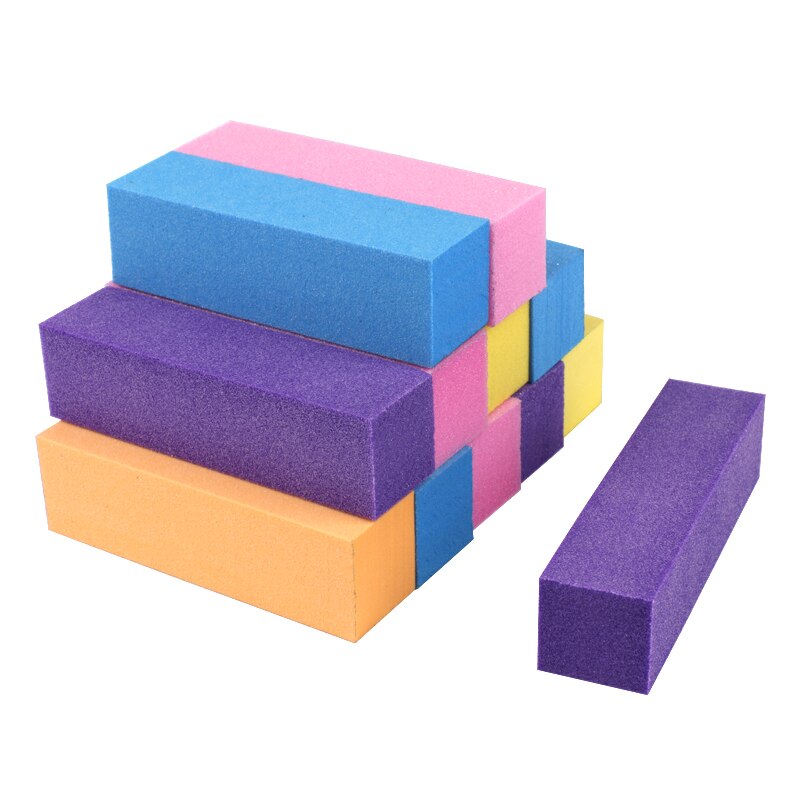 100 stk/parti neglefiler buffer farverig svamp polering blok 4 sidet polering slibning manicure pedicure negle buffere fil værktøj: Blande