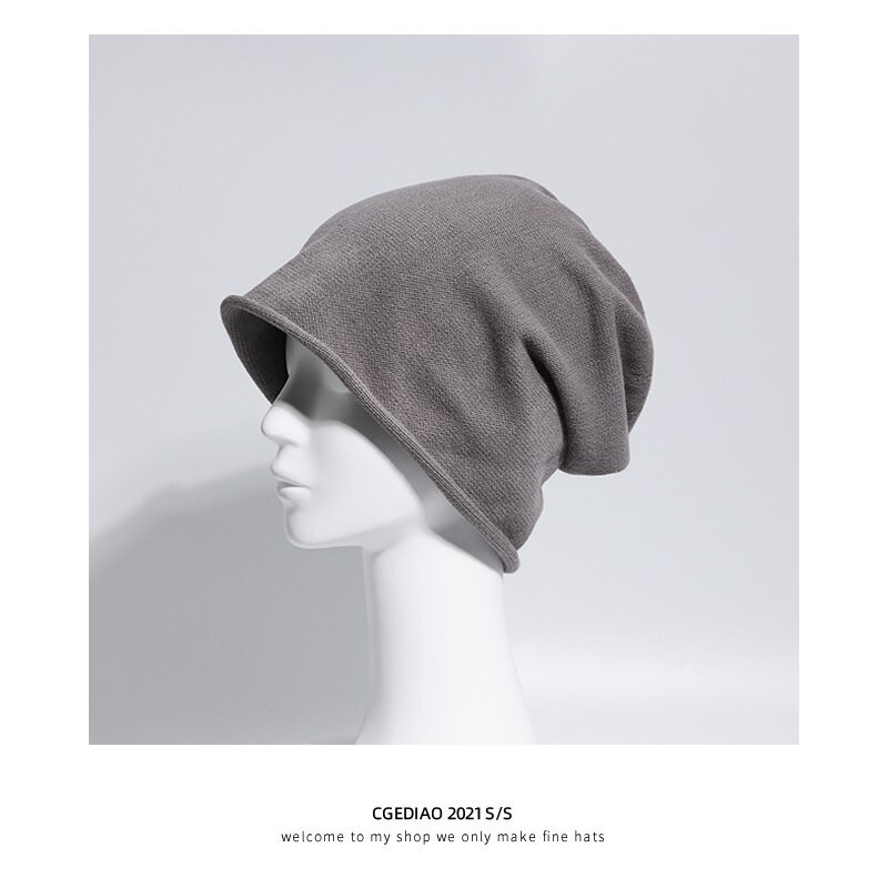 Hoeden Mutsen Voor Mannen Vrouwen Unisex Herfst Zomer Beanie Katoen Effen Kleur Elastische Bonnet Hip Hop Baggy Cap Man Vrouw dunne: Gray