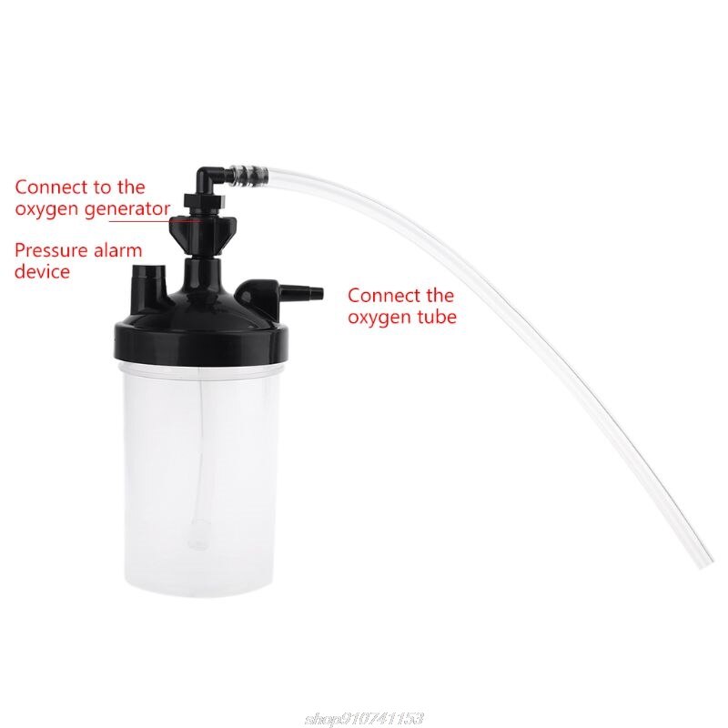 Oxygen Bubbler Bottle - Humidity for Oxygen Concentrator with Tubing Connector Elbow 12" JY10 21