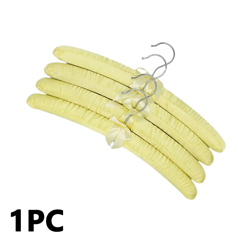Cintre rembourré en satin pour vêtements, cintres en éponge, présentoir de magasin, crochet argenté, 1 pièce: vert clair