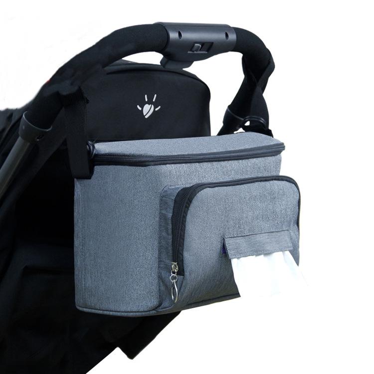 Pushchair Buggy Organiser Bag Stroller Storage Wipes Cup Holder Shoulder Strap Stroller Accessories Mommy Diaper Bag Cart Packag: Gray