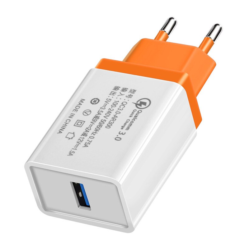 Szybkie ładowanie QC 3.0 Smart Fast 3 ładowarka ścienna USB dla iphone Xiaomi Samsung Huawei szybkie ładowanie ładowarka telefon komórkowy: EU Plug / Orange
