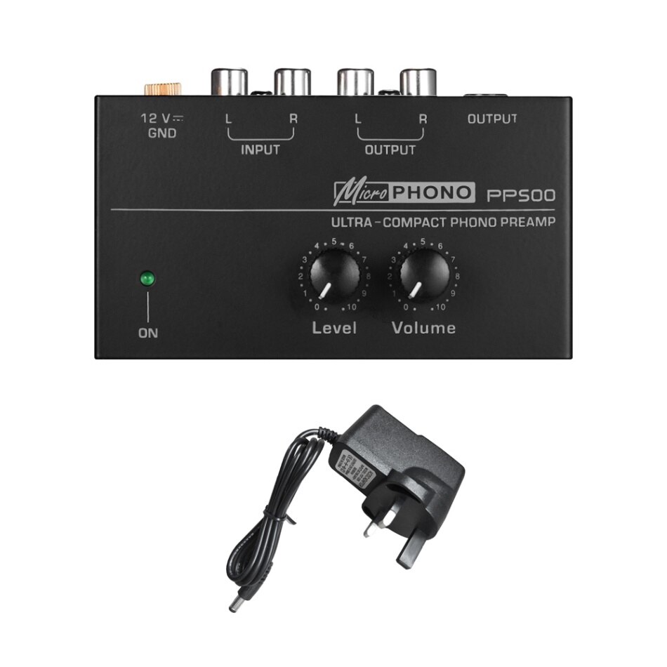 Phono Voorversterker Voorversterker Met Niveau & Volumeregeling Rca Input & Output 1/4 Accessoires: UK PLUG