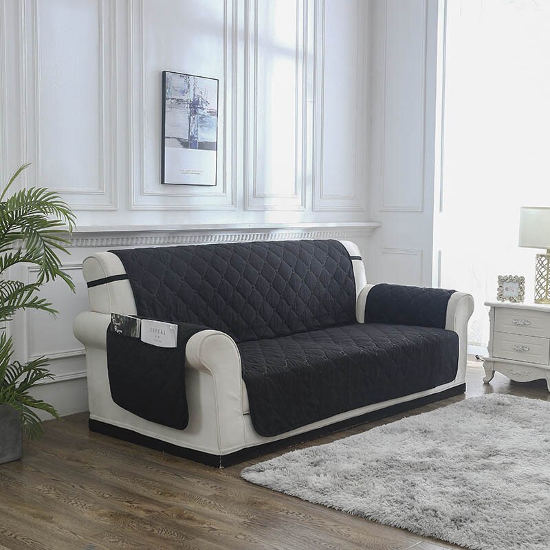 Gewatteerde bankhoes woonkamer waterdichte antislip bankhoes relaxfauteuil hoes opbergzak fauteuil meubelbeschermer 1/2/3- zits