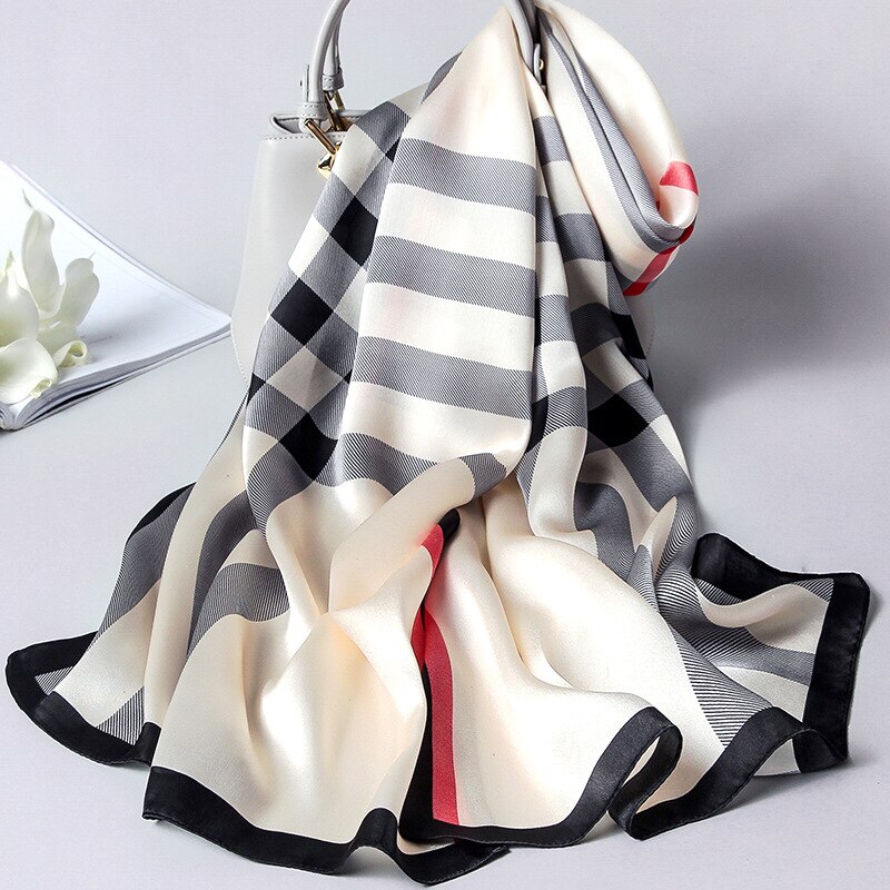 2021Brand Silk Scarf Women Luxury Real Silk Wraps For Ladies Print Shawls Foulard Femme Natural Silk Scarves: 11