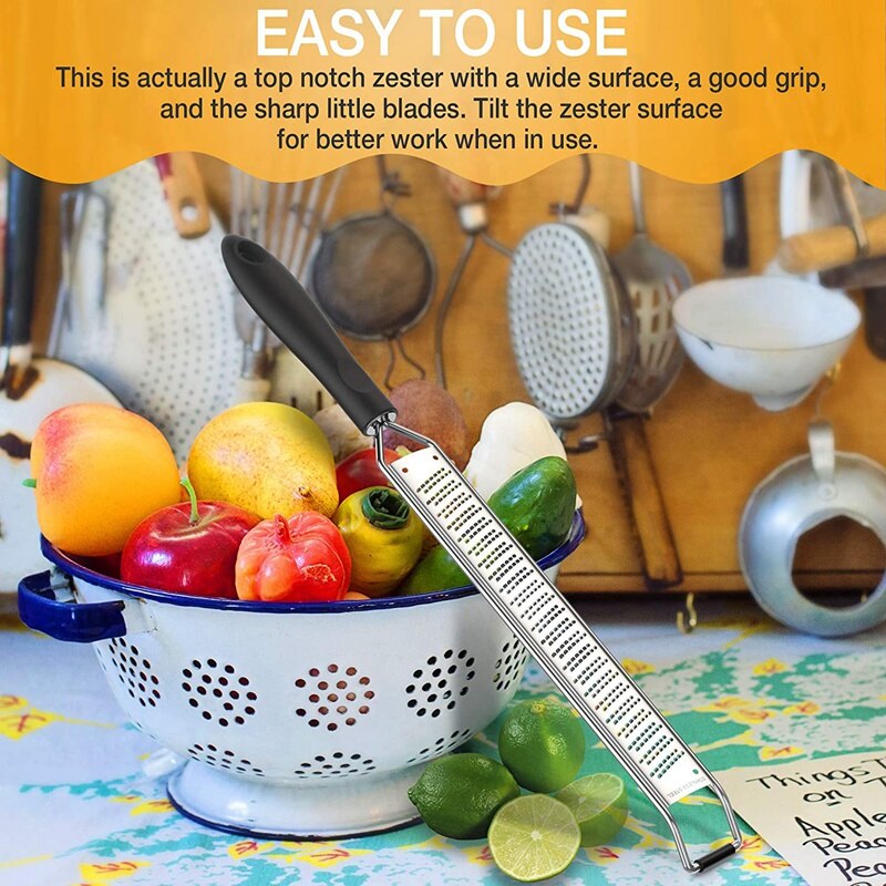 Lemon Zester & Cheese Grater - Stainless Steel - Kitchen Tool , Nutmeg, Chocolate, Vegetables, Fruits, Dishwasher