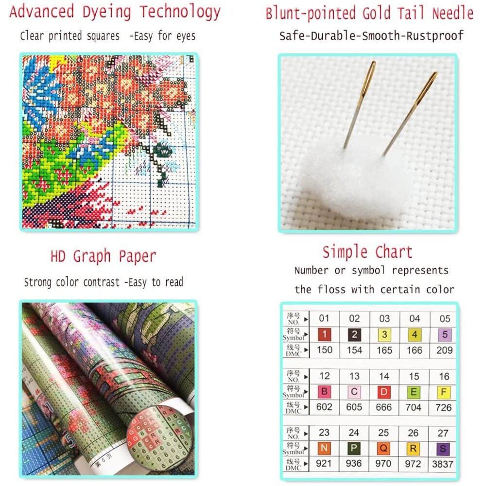 Animal Cat DIY Cross Stitch Embroidery 11CT Kits Craft Needlework Printed Canvas Cotton Thread Home Decoration On