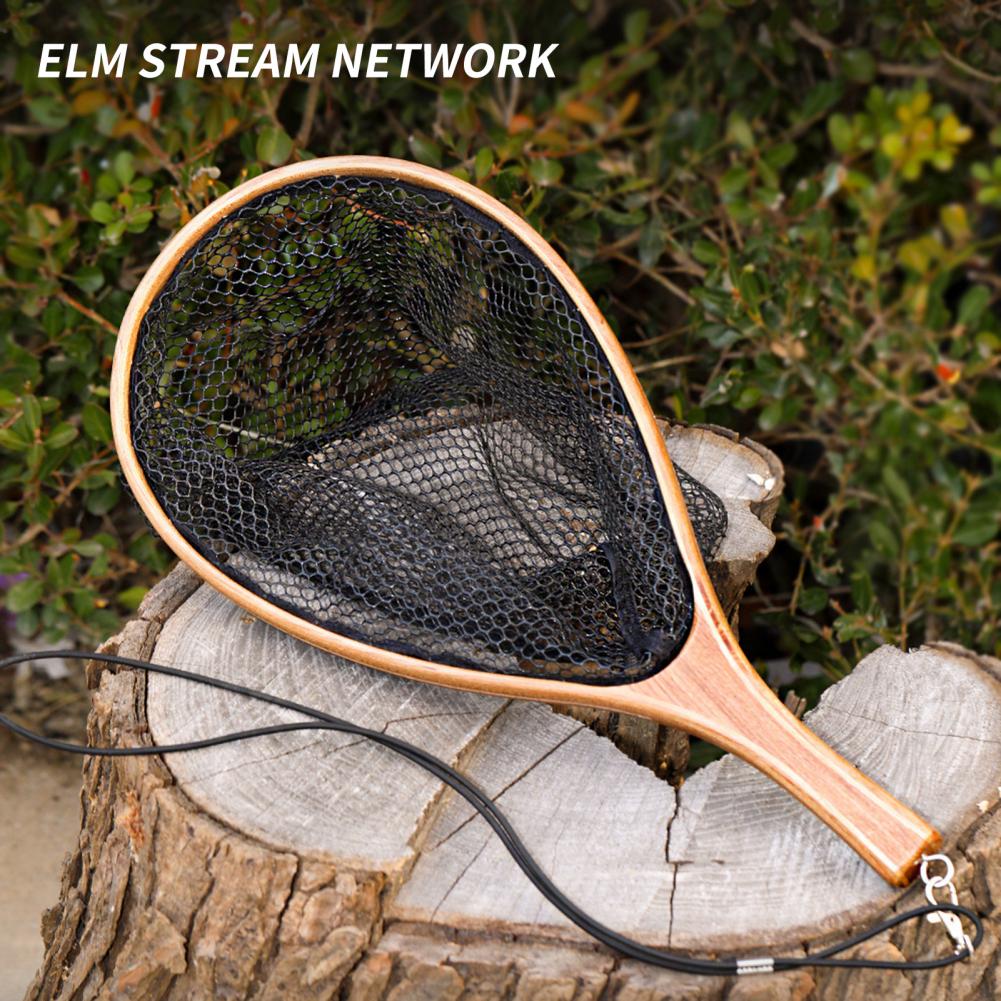 Fish Dipping Net Wood Handle Landing Dip Net Lightweight Convenient Useful Good Toughness Landing Net