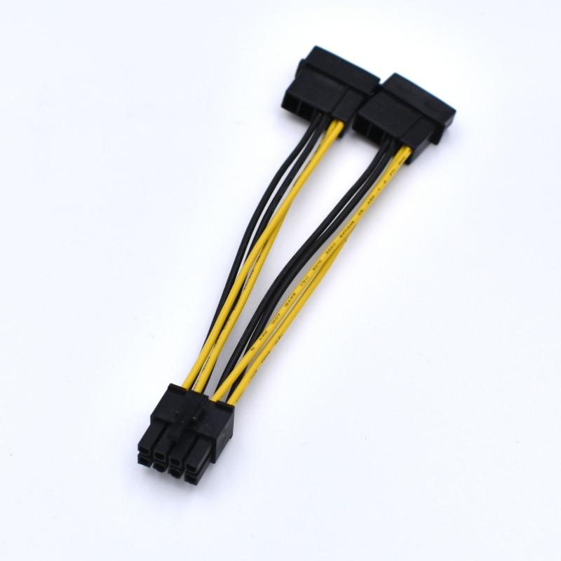 10 Cm Dual 4-Pin Ide Molex Naar Cpu 8 Pin Voeding Adapter Kabel