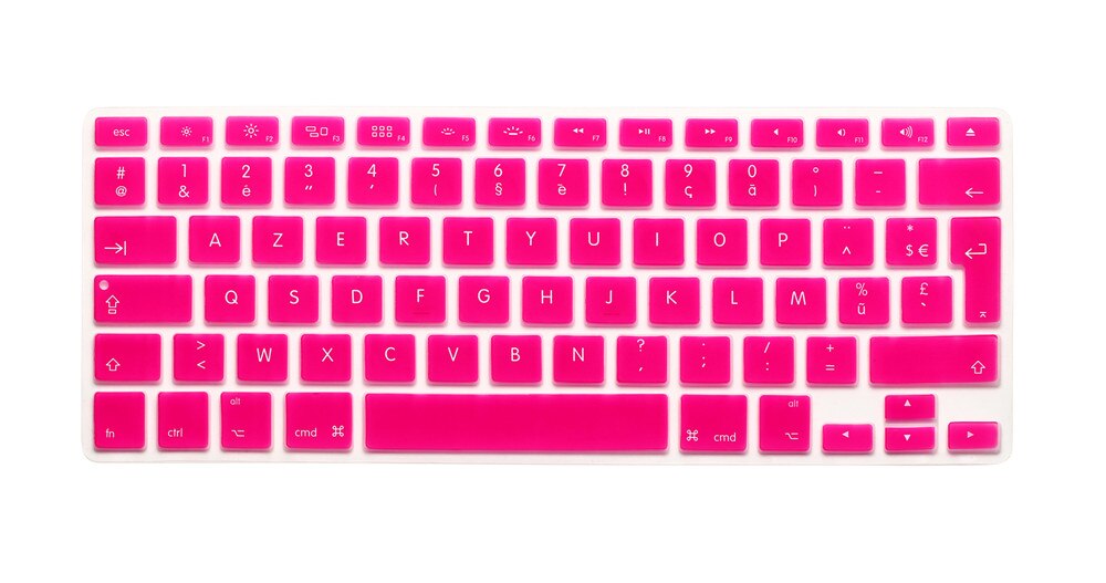 Rygou ranskalainen uk/eu clavier azerty silikoninäppäimistön kuori macbook prolle 13 " 15 " 17 " air 13 tuuman suojakalvo näppäimistölle: Vaaleanpunainen