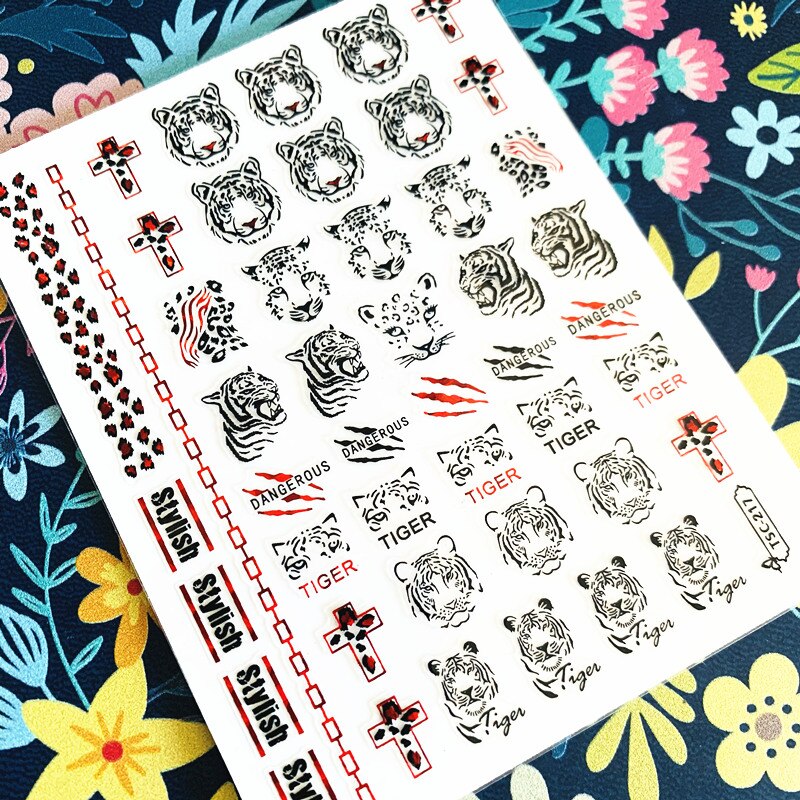 Leopard Tiger Nail Sticker 3d Nail Art Sticker Nail Decal Stempelen Export Japan Ontwerpen Steentjes