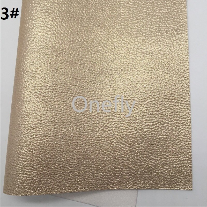 Onefly-Hojas de tela de sirena para bolsos y zapatos, cuero sintético dorado de 21x29cm, cuero metalizado liso, con lazo, AQ075: 3