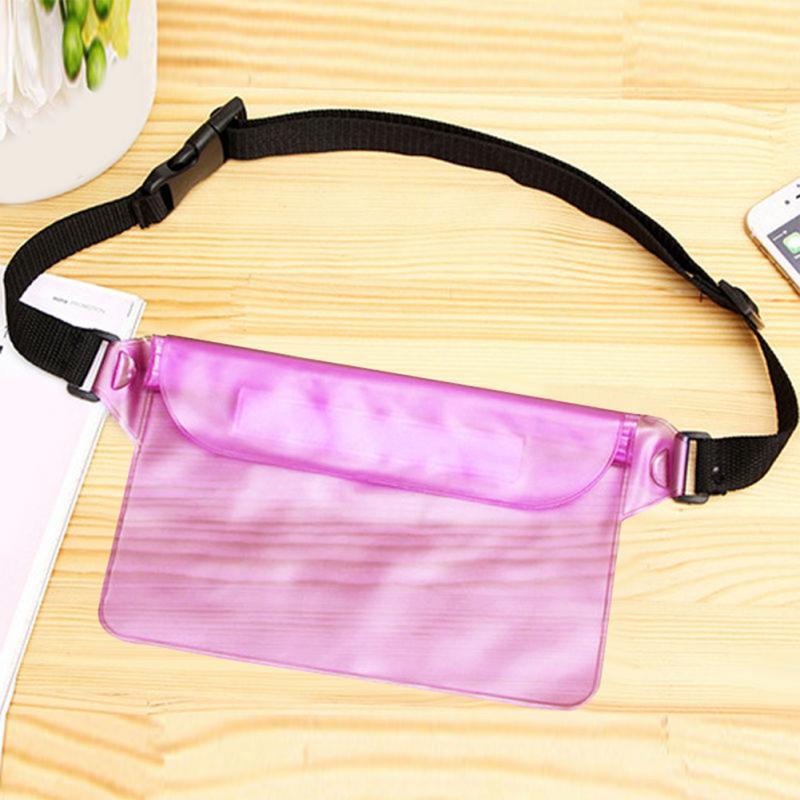 Drie Lagen Waterdichte Onderwater Heuptas Fanny Pack Strand Dry Pouch Telefoon Geval Portemonnee: Hot Pink