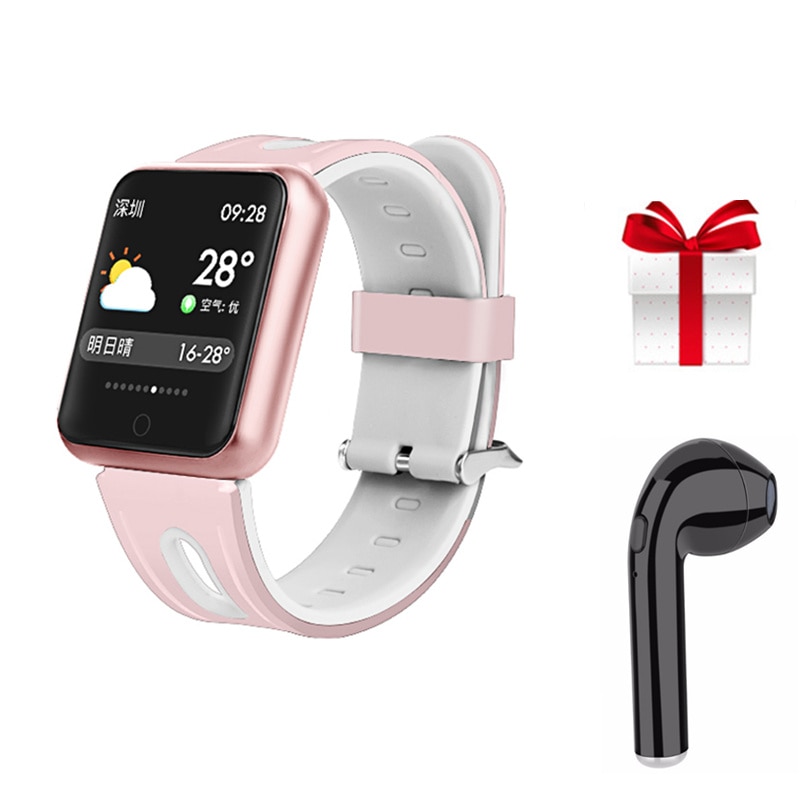 Fitness Armband P68 Smart Horloge IP68 Waterdicht Voor Xiaomi Ios Android Met Hartslagmeter Slimme Band + Oortelefoon