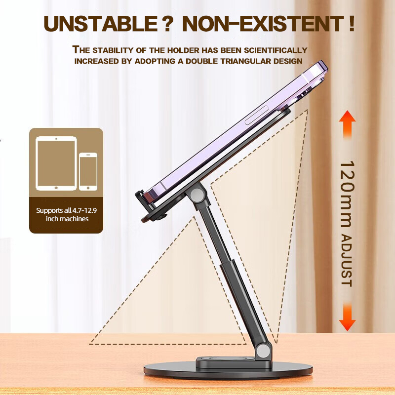 Houder voor desktoptelefoon 360° ° Roterende opvouwbare standaard antislip voor iPhone 13, Xiaomi Huawei mobiele telefoon, tablet, universele accessoires
