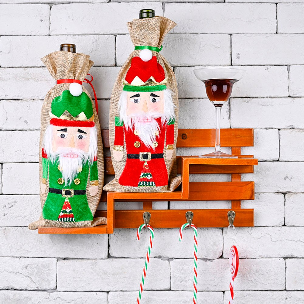 Julemanden vinflaskedæksel vinflaskepose julepynt til hjemårs bordindretning