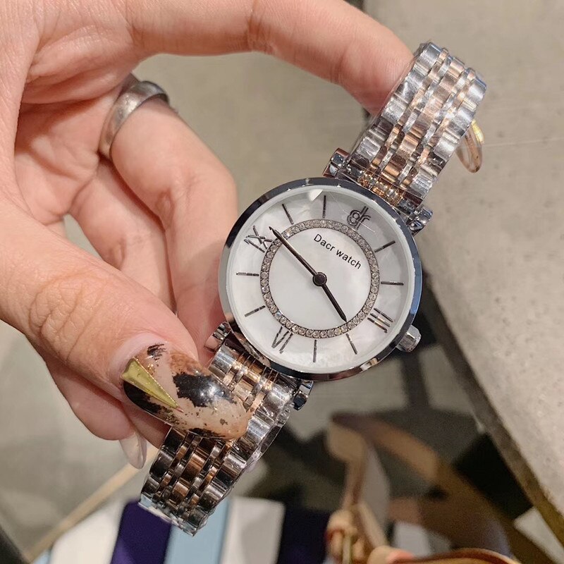 Damesmerk neutrale horloges romeinse cijfers armbandhorloge zakelijk kleding polshorloge kwarts waterdicht dameshorloge: Zilveren kast