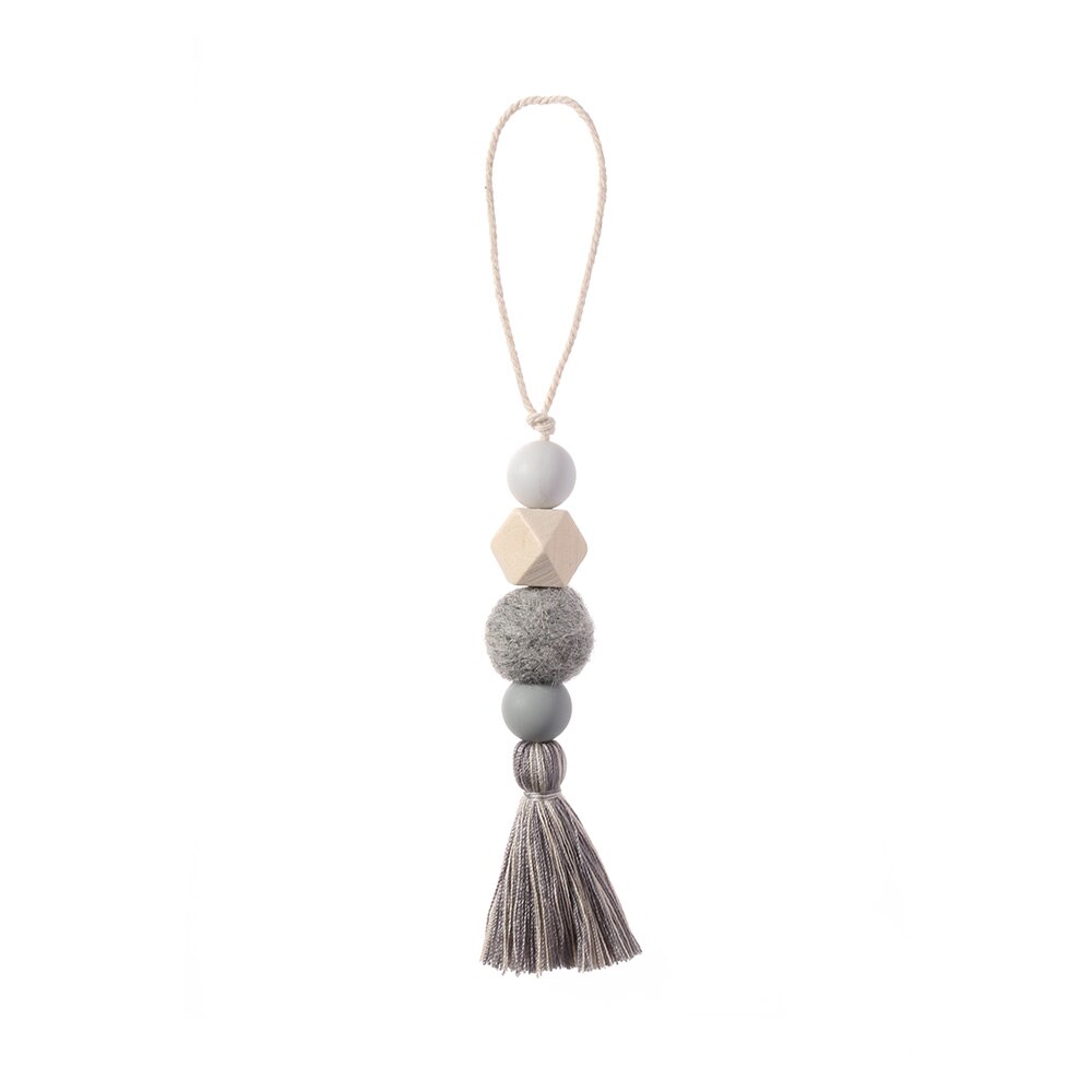1/2 sztuk naturalne drewno girlanda z koralików juty rustykalne ścienne wiszące frędzle ciąg ręcznie Garland dom ozdoba dekoracje dla domu DIY: Grey-21CM