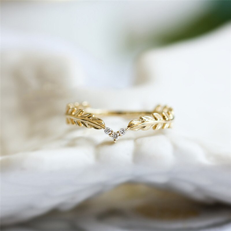 Romad hvede ringe gyldne finger ring til kvinder fred symbol fest ringe kvindelige plante smykker bijoux femme  r3
