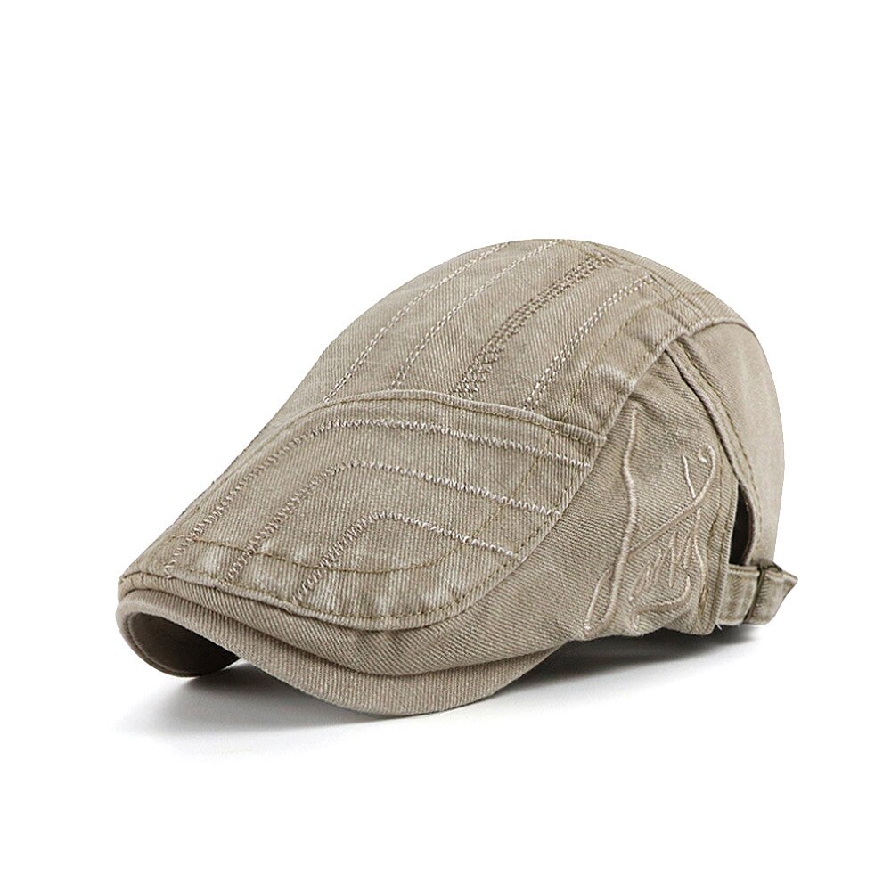 [AETRENDS] Washed Denim Newsboy Cap Men Peaked Flat Caps Artist Hat Casual Berets Hat Z-10139