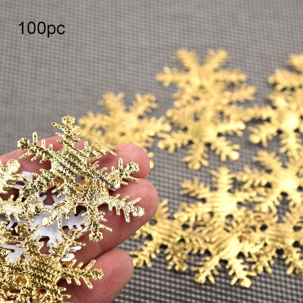 100pc Kerst Nep Venster Goud Zilver Doek Kunstmatige Sneeuwvlok Vlaggen Opknoping Papier Ambachtelijke Supplies Ornament Jaar 4cm # 3F