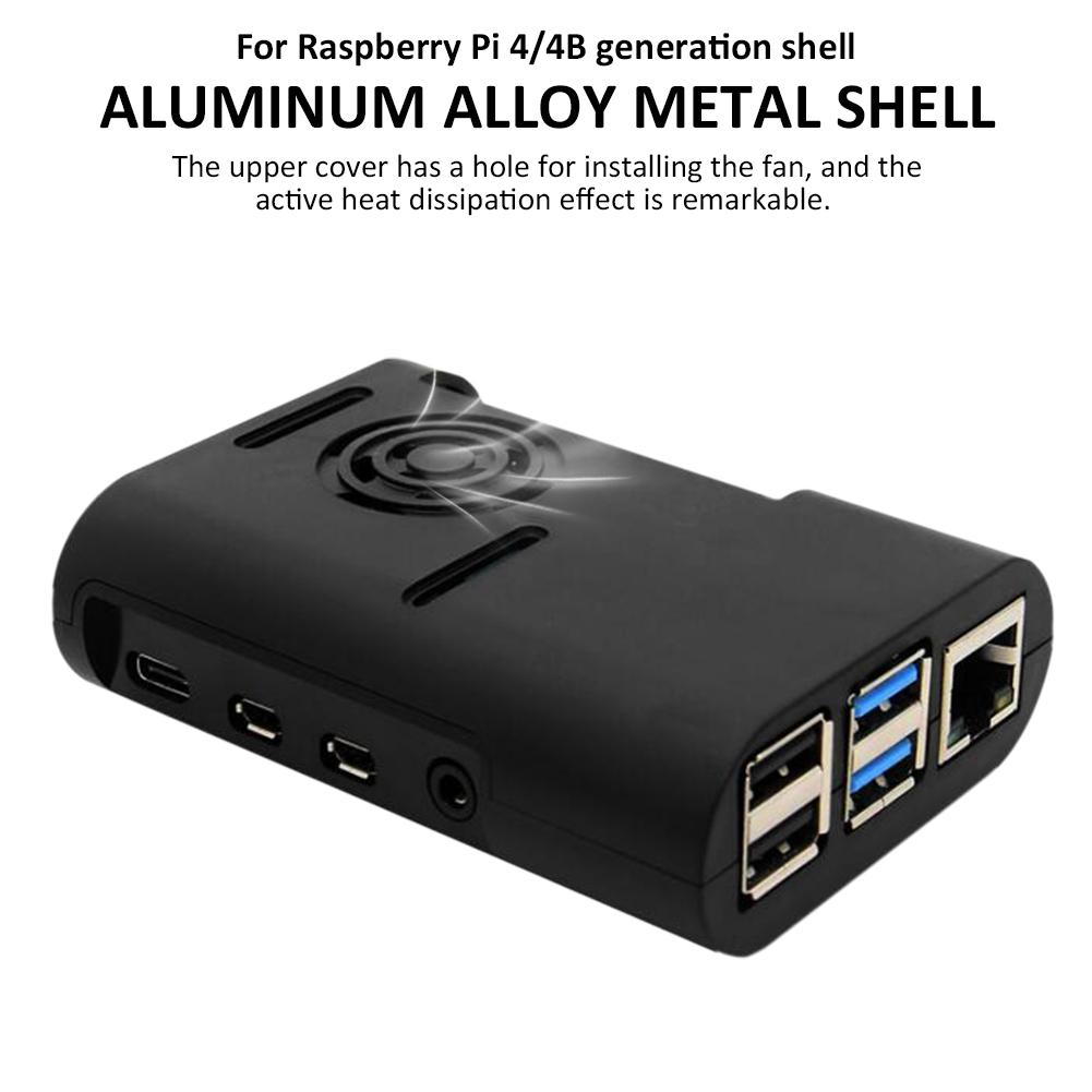 ABS Shell Metal Micro Injection Molded Case Development Board Box With Cooling Fan For Raspberry Pi 4th Generation