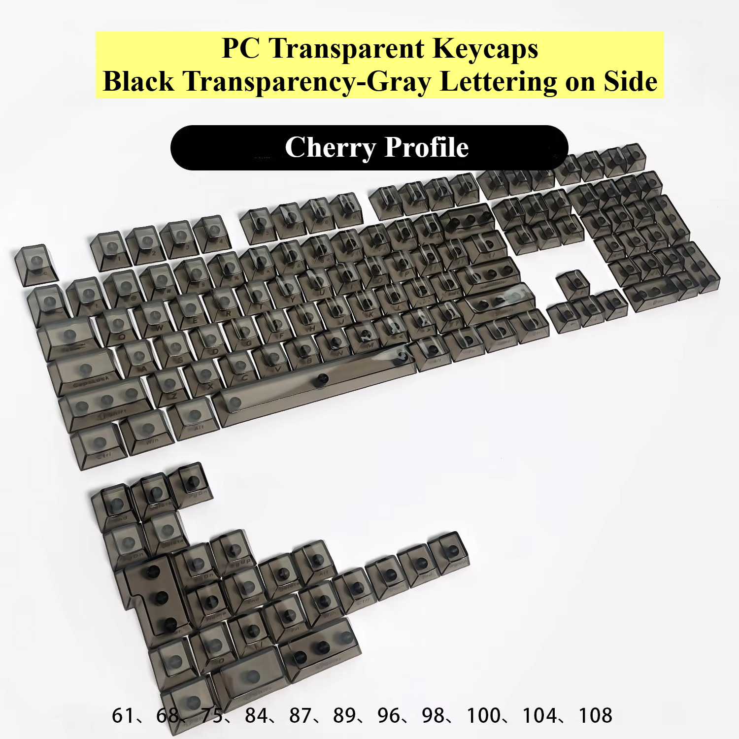 Fully Transparent Ice Cube Keycaps PC Transparent Cherry Profile Keycaps for Gaming Mechanical Keyboard Key Caps Custom Keyboard: Amber