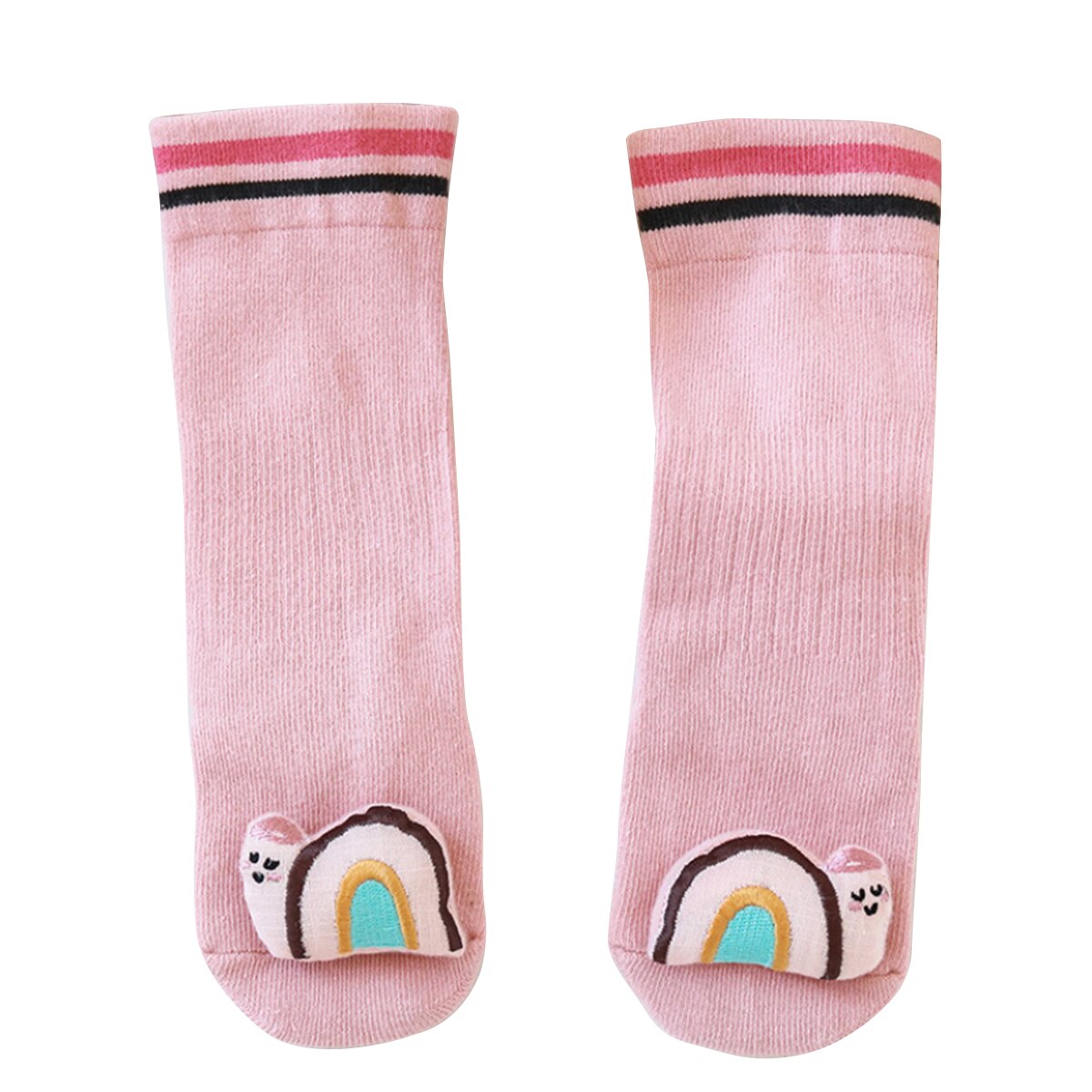 Spädbarn barn bebis flickor pojkar strumpa halkskydd lång tub leggings bomullsstrumpa för barn gul/vit/grön/grå/rosa: Rosa / S 6-12 månader