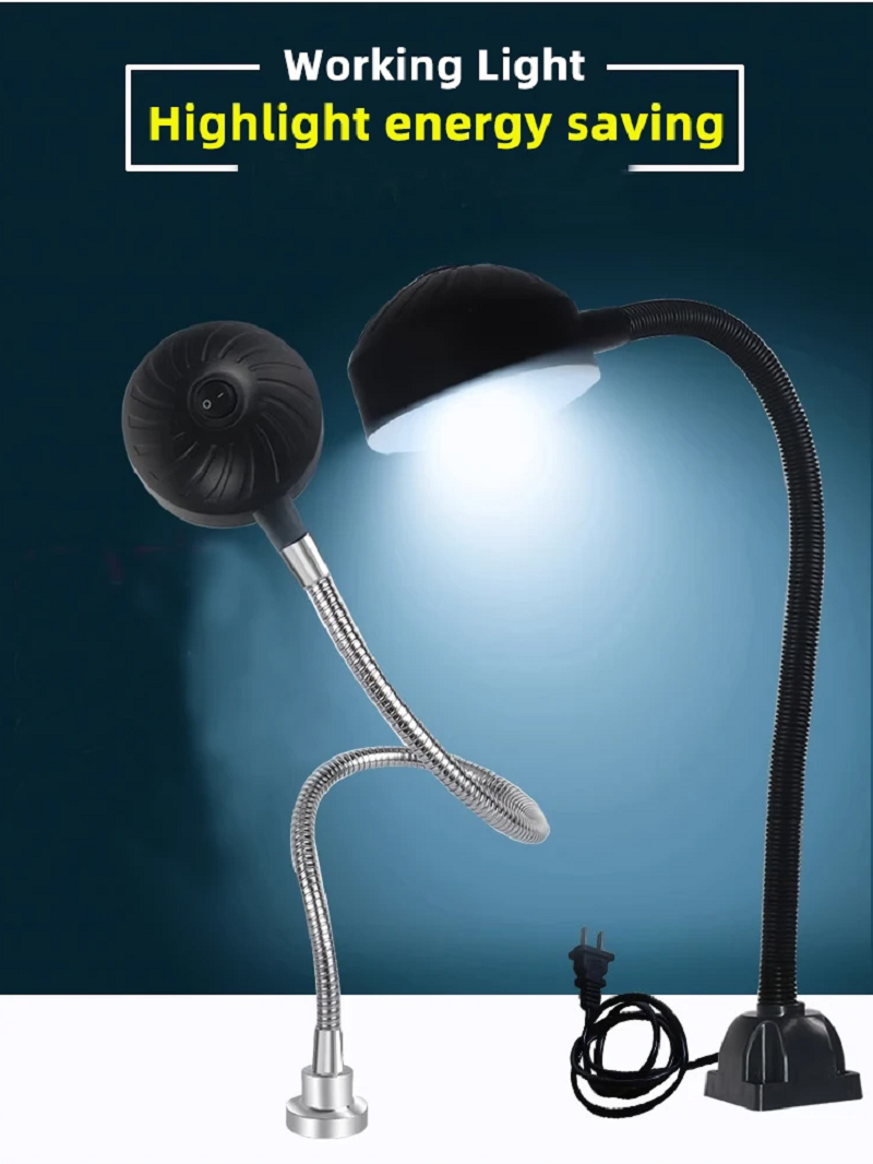 Lampe de travail industrielle d'atelier LED 12W 110-220V Flexible 30-50cm col de cygne Base magnétique lampe de travail LED pour tour d'établi