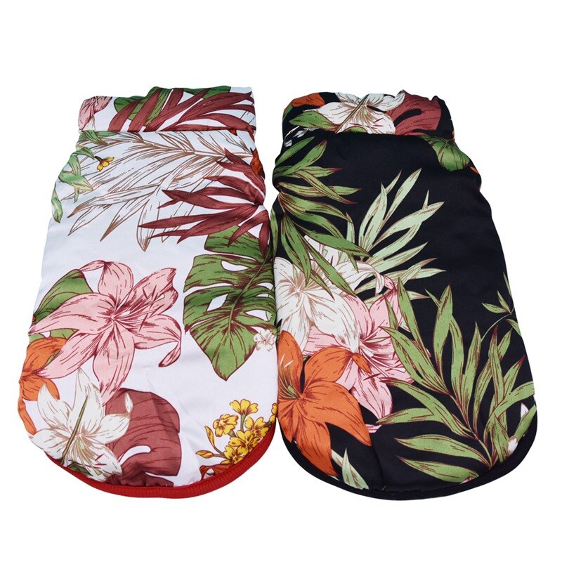 Ropa de invierno para perros, ropa de abrigo, Tops, plantas, flores chinas, estampado, ropa, suéter acolchado de algodón para perros, Parkas