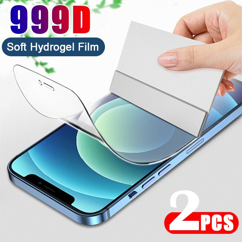 2Stck Hydrogel Film Auf Dem Bildschirm Schutz Für iPhone 7 8 Plus SE Anzeige-schutz Auf iPhone 11 12 13 Profi Max XS XR X Nicht Glas