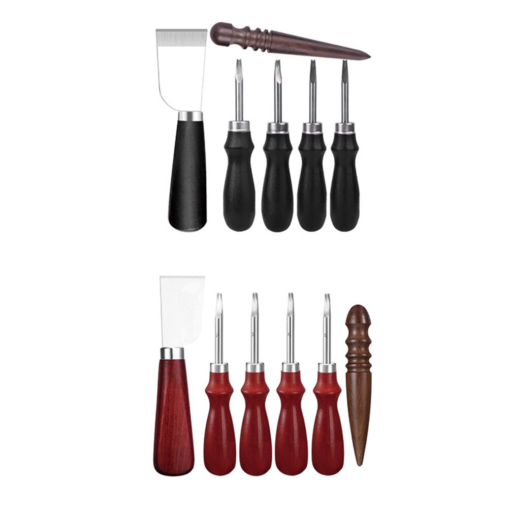 Sharp Leather Skiving Knife Cutting Knife Tools DIY Leather Craft Safety Leather Cutting Knife with Wooden Handle DIY Tool set