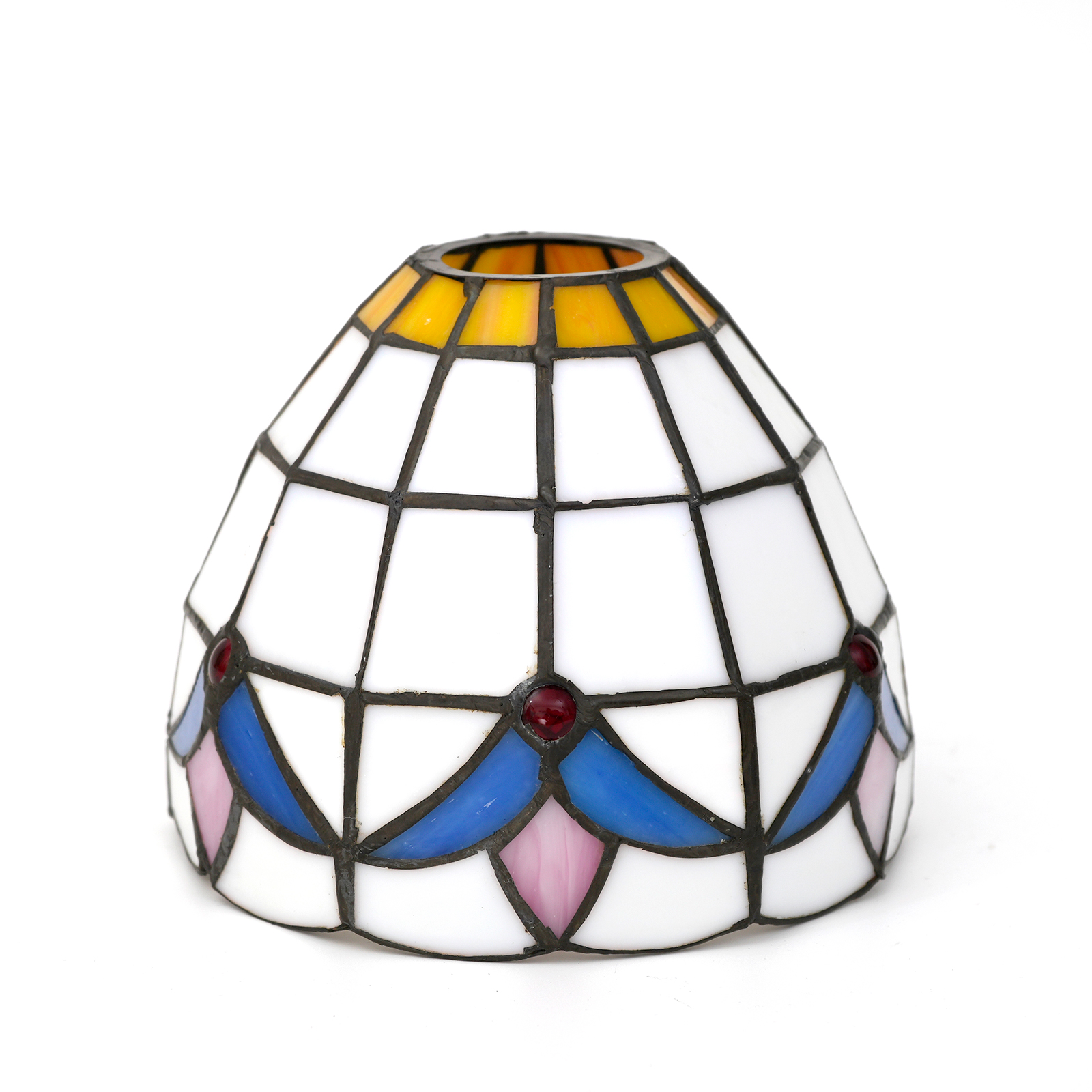 Mediterranean style glass fan lamp, wall lamp, chandelier replacement lampshade 6 inch stained glass single lampshade: WHITE