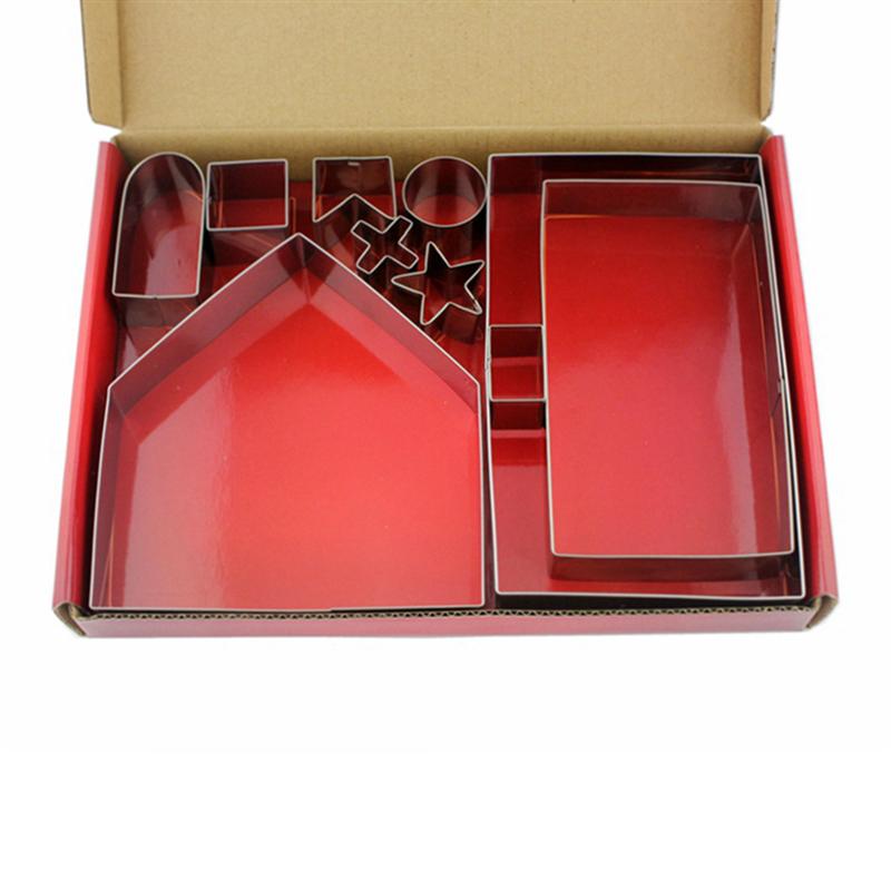 10pcs Peperkoek Huis Cookie Cutters Kerst Koekjes Mallen Bakvorm voor Maken Chocolade Cupcake Fondant