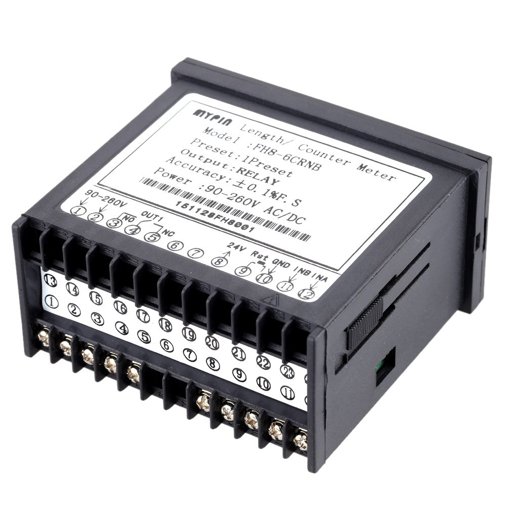 Contador Digital Mini medidor de longitud por lotes 1 medidor de conteo de salida de relé preestablecido medidor de longitud práctico 90-260V AC/DC la máquina de horas