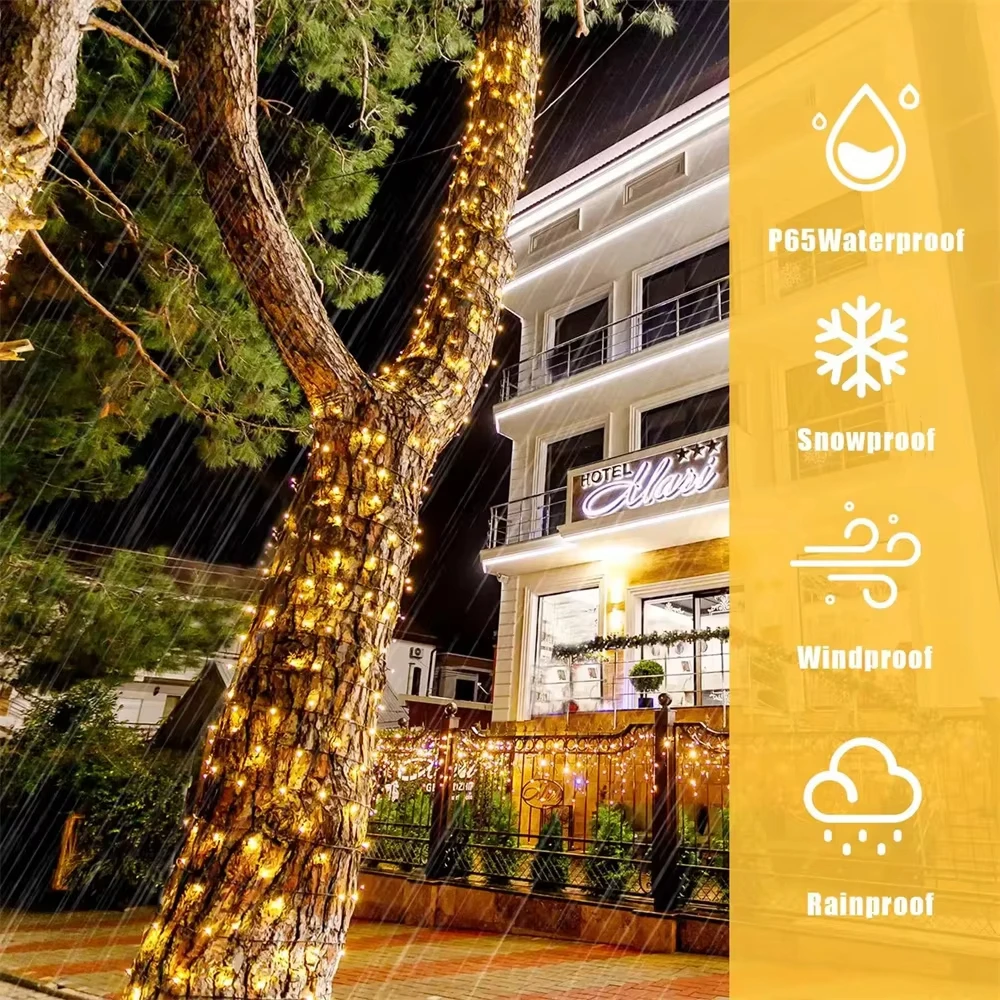 Wasserdichte solarbetriebene 50/100 LED funkelnde Lichterketten, 8 Modi LED-Leuchten für Garten, Weihnachten, Hochzeit, draussen-Dekoration