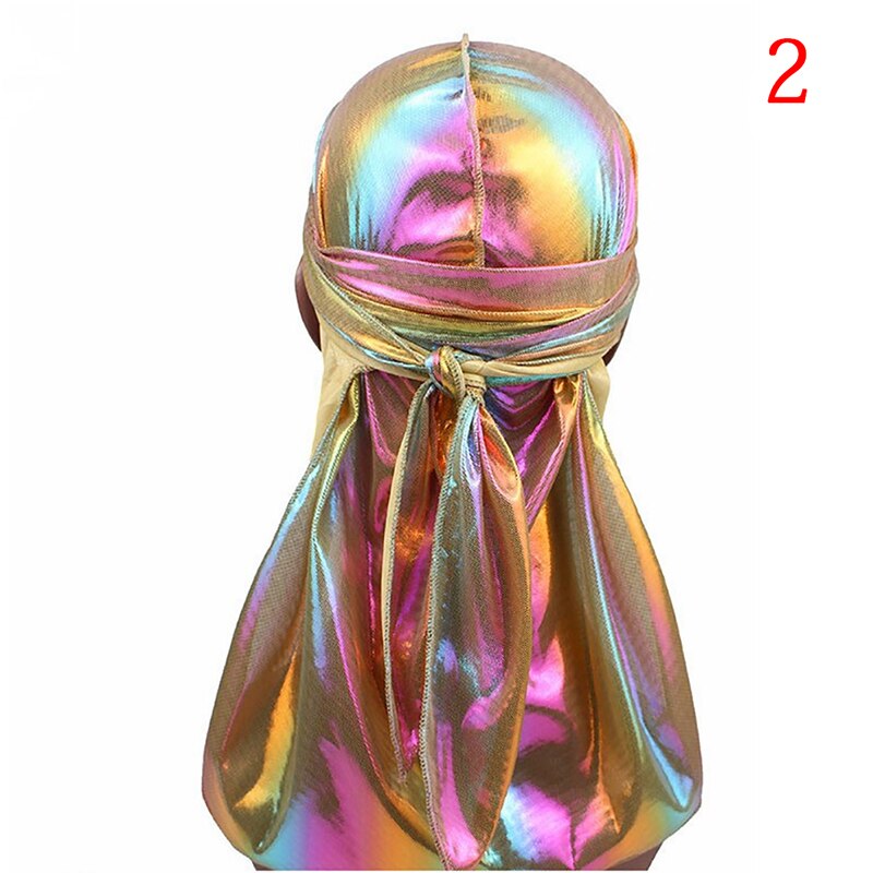 Seda Durag satén Durags para hombre peluca Bandanna pirata sombrero Bandeau Hip Hop cabeza envolver banda elástica: 4
