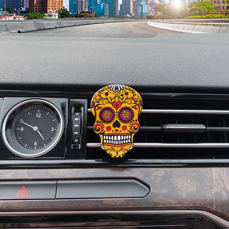 4*6cm Sugar Skull Auto Air Conditioner Outlet Decoration Perfume Clip Air Freshener Car Tuyere Fragrance Car Ornament 7 styles: 5