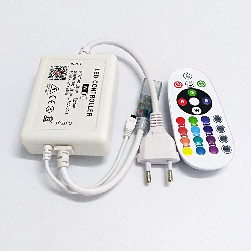 Tuya app smart wifi led controller  ac 110v 220v rgb controller lysstrimmel  ir 24 nøgler fjernlampe til rgb led strip lys