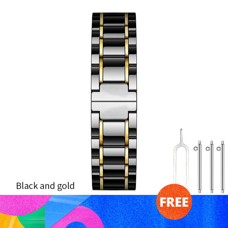 20mm 22mm Keramik Armbinde Für huawei Uhr 2/GT 2/honor uhr magie Für Samsung Getriebe S3 Grenze/klassisch Ersatz Gurt: schwarz und gold / 22mm