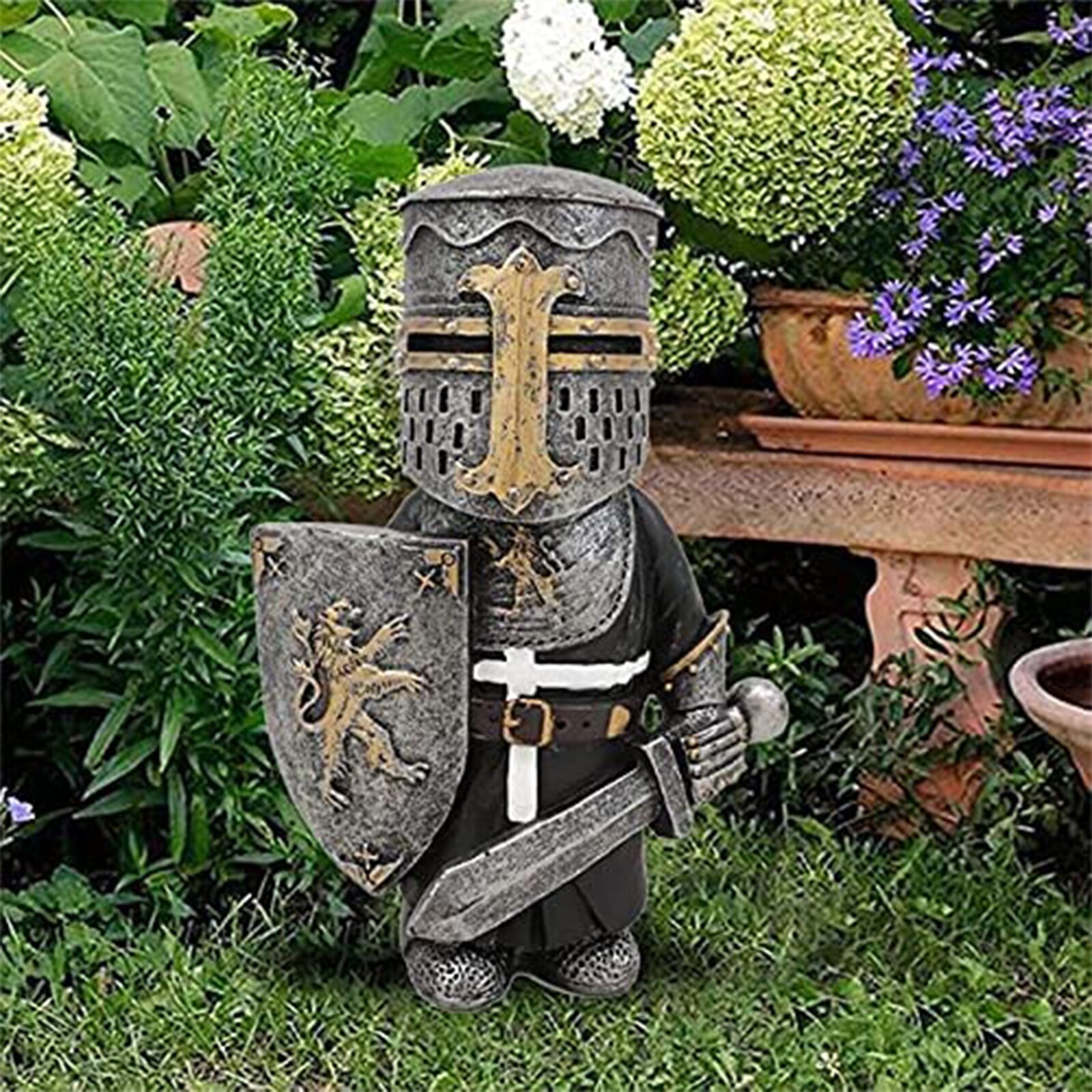 Resin Knight Guard Statue Garden War Armor Miniature Sculpture Decoration Outdoor Patio Lawn Garden Yard Decoration