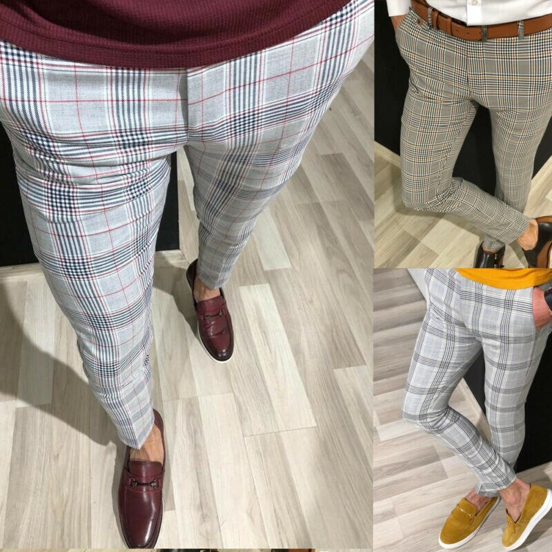 Goocheer 3 Arten Herren Plaid Hosen Männer Straße Hüfte hüpfen Hosen Dünne Chinos Hosen schlank passen lässig Hosen Jogger