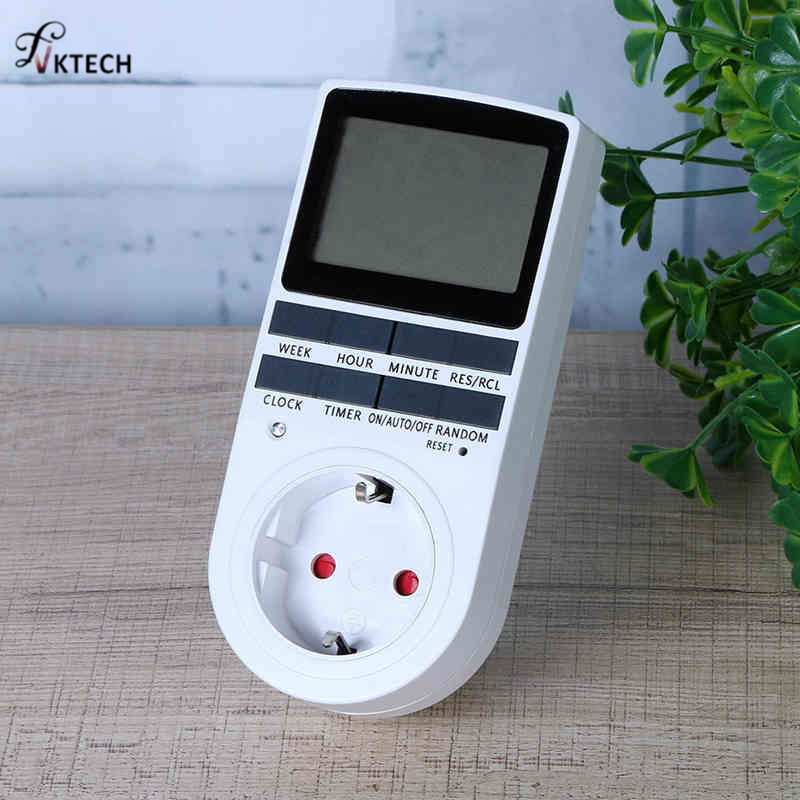 Plug in Digital Timer 24h 7day Week Timer LCD Display Timing for Indoor Lights/TV/PC/Fans/Kitchen US/EU Plug
