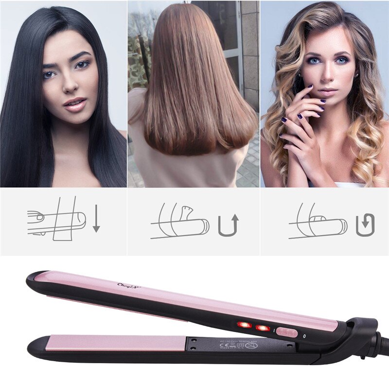 CkeyiN Hair Straightener Tourmaline Ceramic Hair Curling Iron Curler Hair Flat Iron Negative Ion Salon Styling Tool