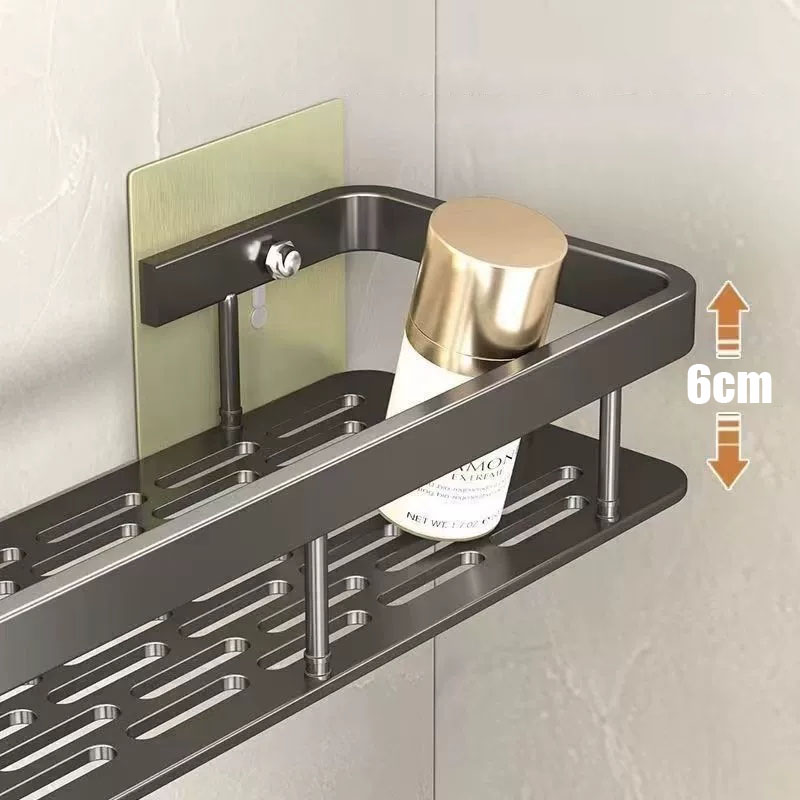 1-3pcs Bathroom Shelf Kitchen Storage Organizer Aluminum Alloy Shampoo Rack Shower Shelf Bathroom Accessories No Drill Shelf