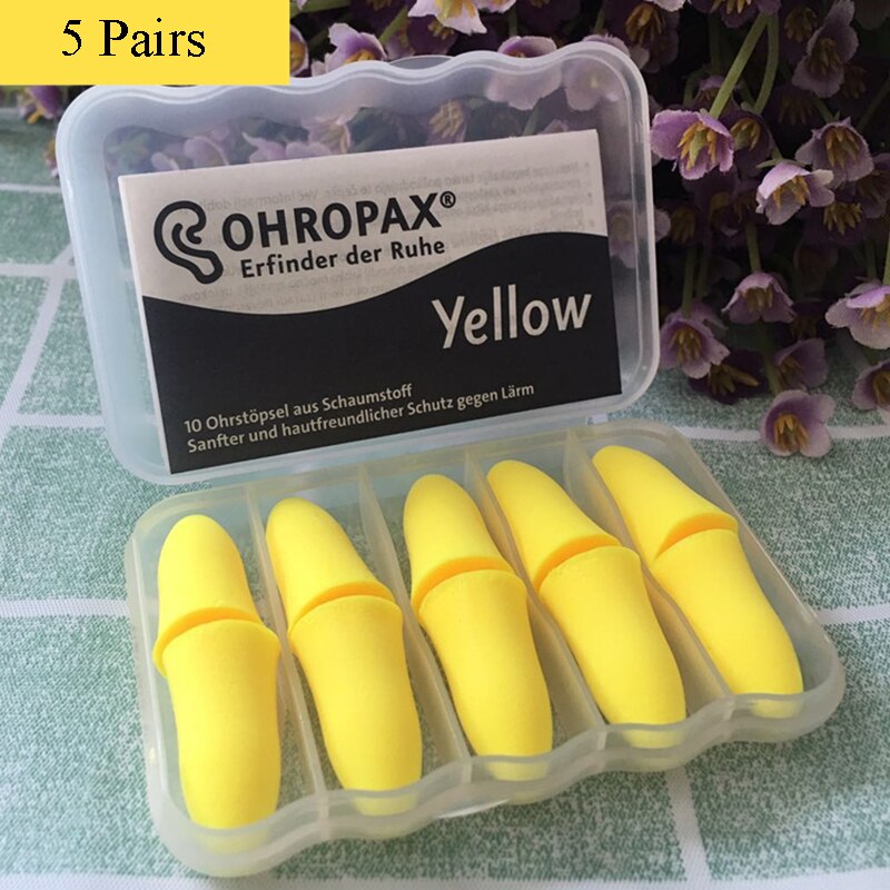 Bouchons d'oreille Ohropax jaune M | 5 paires, bouchons d'oreille unisexes en coton doux, protecteur d'oreille, pour voyage, étude, sommeil, réduction du bruit muet