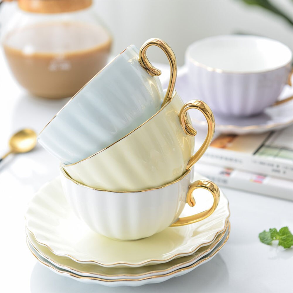 Tasses à café en céramique multicolore, tasses mignonnes, service à thé, ustensiles à expresso, porcelaine créative, moderne Simple, soucoupe en porcelaine