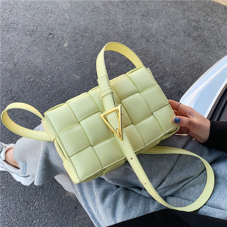 Mujer textura bolso Casual estilo bolso de mujer Popular de nueva salvaje tejido mensajero bolsa de Bolsa De Almohada cuadrada pequeña bolsa