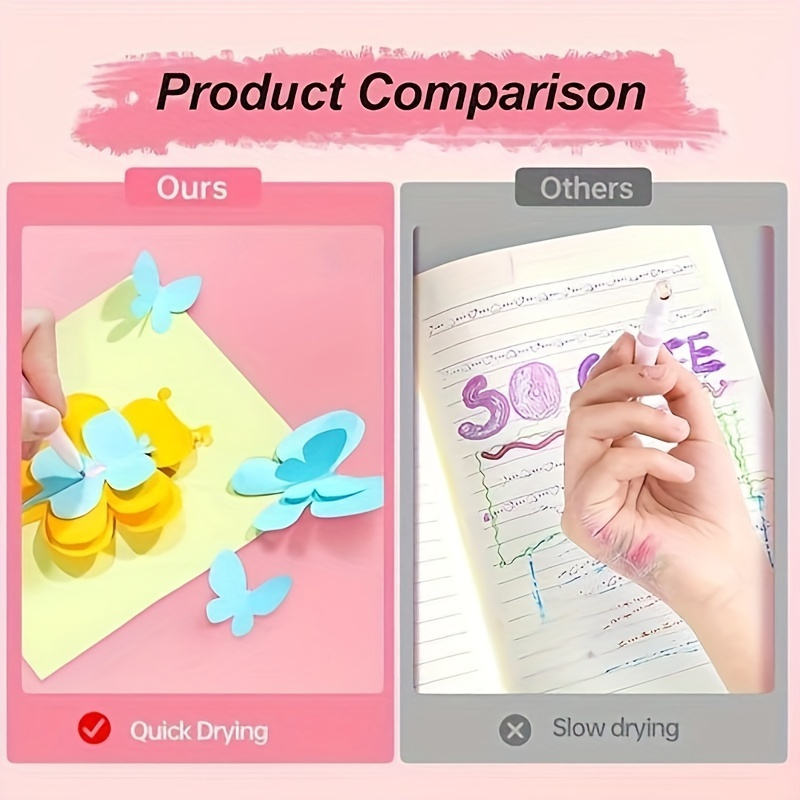 Bolígrafos de pegamento de secado rápido para álbum de recortes, bolígrafo de tela para manualidades, bolígrafo de pegamento líquido, juego de bolígrafos de pegamento rápido para manualidades de papel de álbum de recortes, 6 uds.